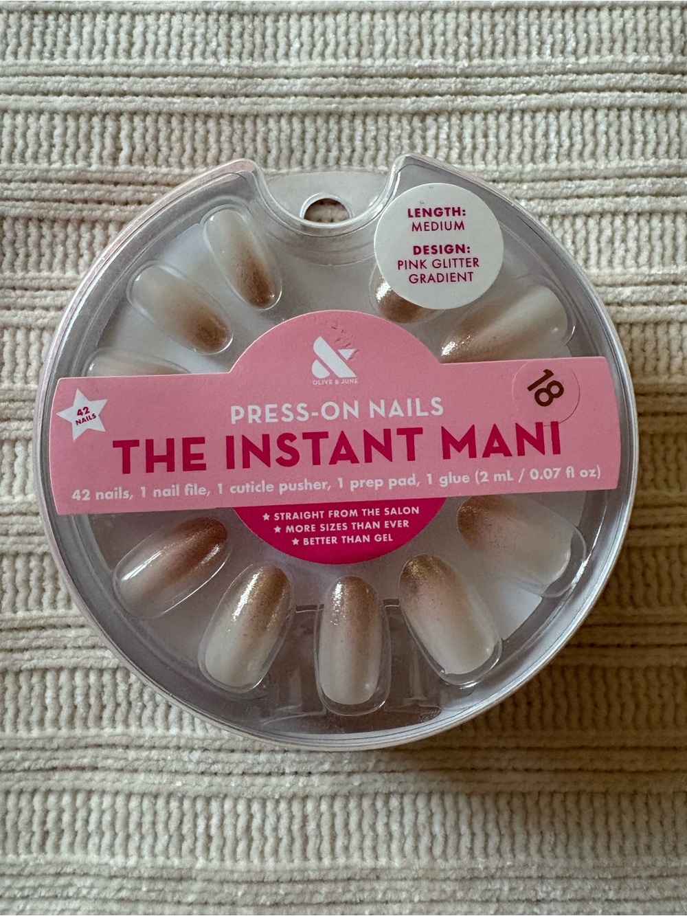 Olive & June The Instant Mani Press-On Nails - Pink Glitter Gradient Ombre